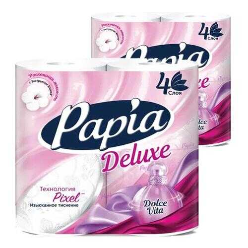 Туалетная бумага PAPIA DELUXE Арома Дольче Вита 4 слоя 4 рулона в наборе 2шт в Рени