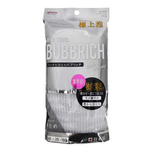 Мочалка для тела AISEN Bubbrich с высоким пенообразованием жесткая, 28 х 100 см. в Рени