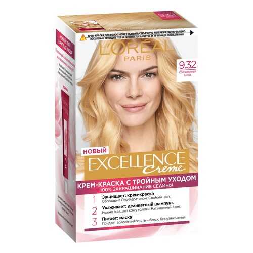Крем-краска для волос LOreal Excellence стойкая тон 9.32, Сенсационный блонд в Рени